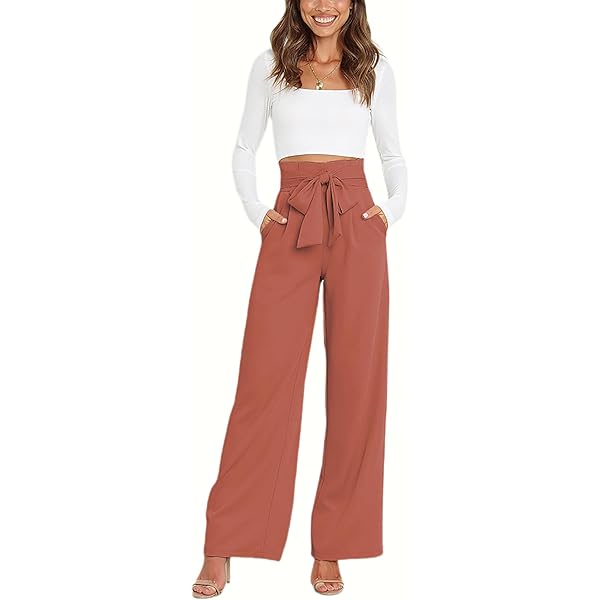 Wide Leg Pants for Women Elastic High Waist Palazzo Pants